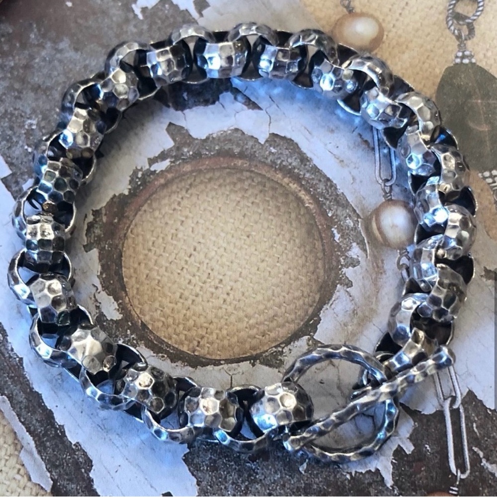Vintage Silpada Sterling Silver Rolo Link Toggle Clasp Bracelet